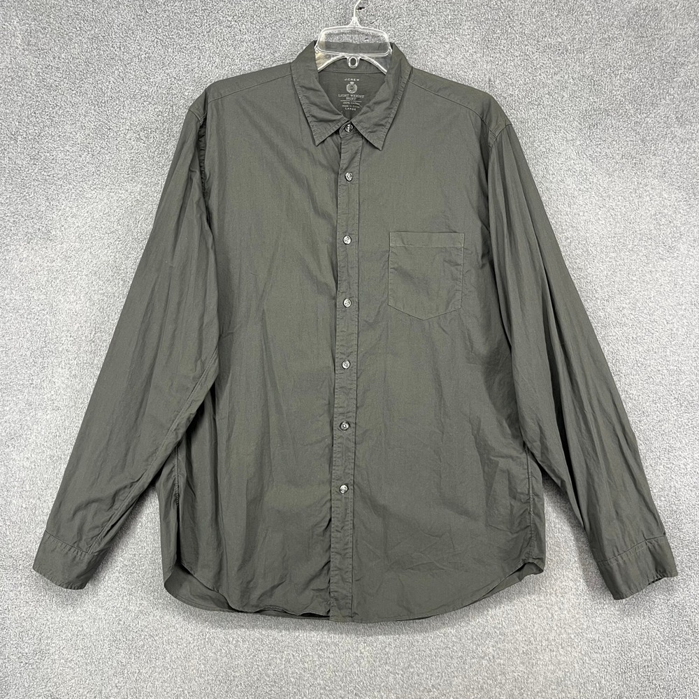 J.Crew Lightweight Shirt Mens Large Dark Gray Cotton Button up Long Sleeve